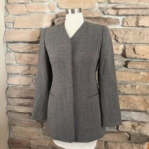 Lafayette 148 New York Wool Blazer Size 4 Made in USA Textured Button Front FLAW